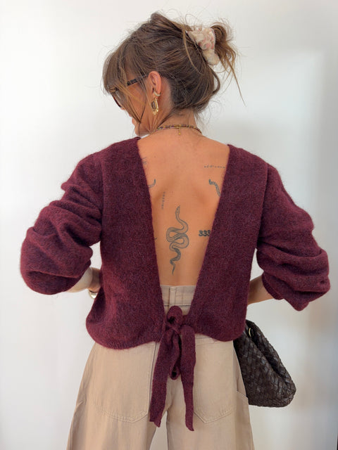 Pull dos nu - bordeaux