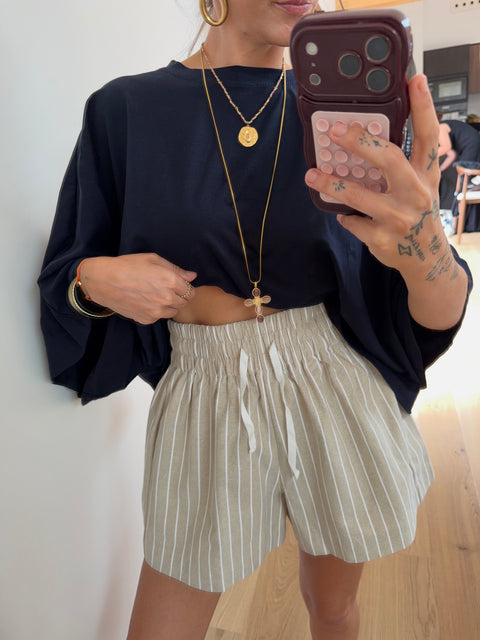 Short d'été rayé - beige