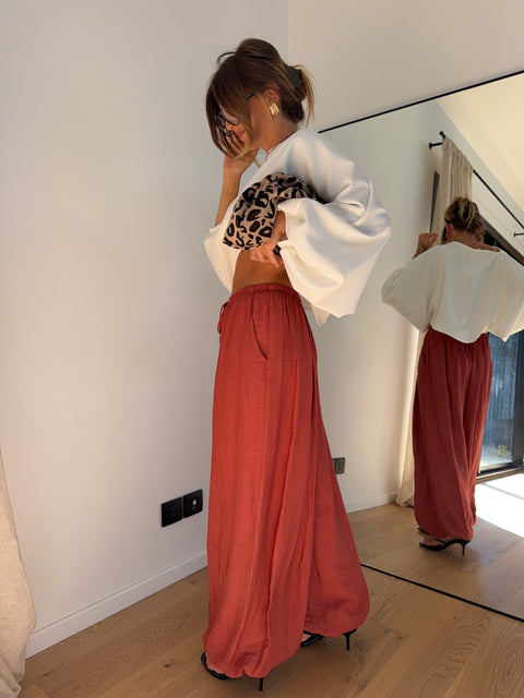 Pantalon en viscose - terracotta