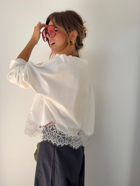 T-shirt manches longues dentelle