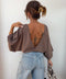 T-shirt Lover's dos nu V - taupe