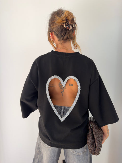 T-shirt coeur - noir