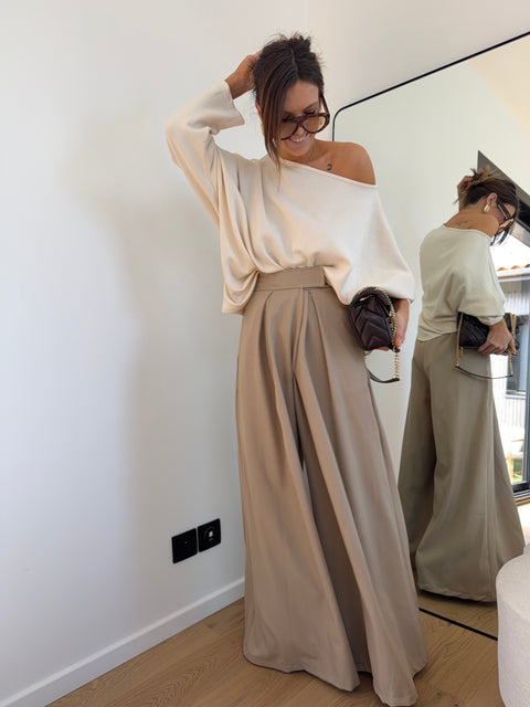 Pantalon à scratch - beige
