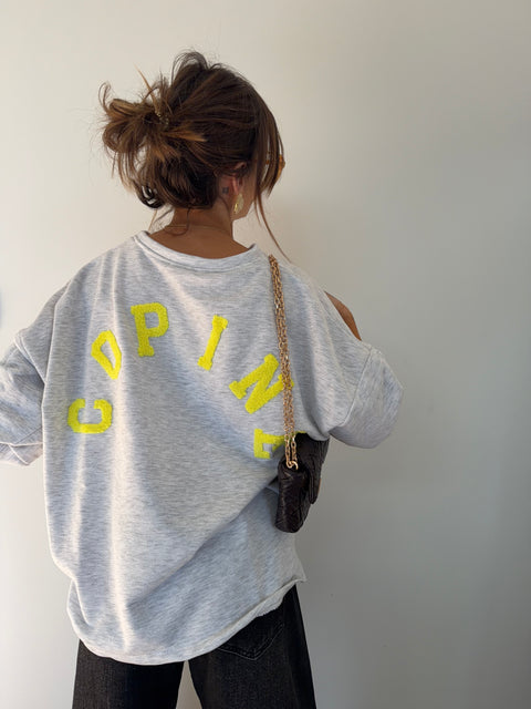 Sweat Copine - gris et jaune fluo (pré commandé)