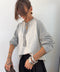 T-shirt bicolore à bouton - gris