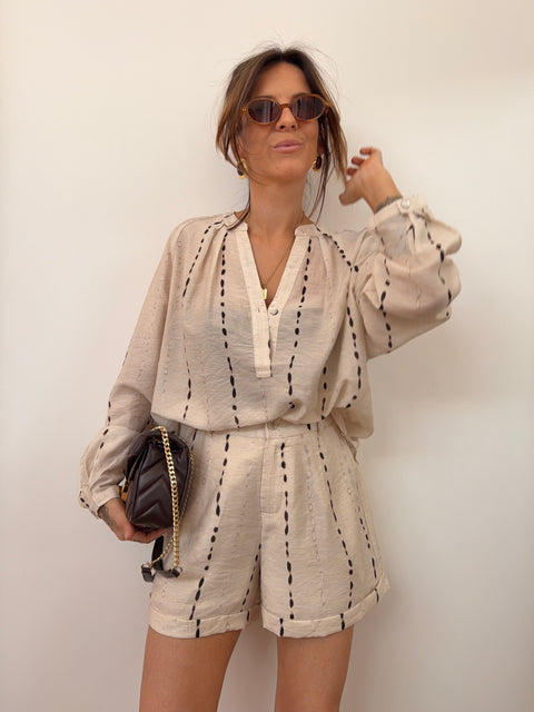 Short à motifs - beige