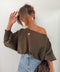 Pull asymétrique court - kaki