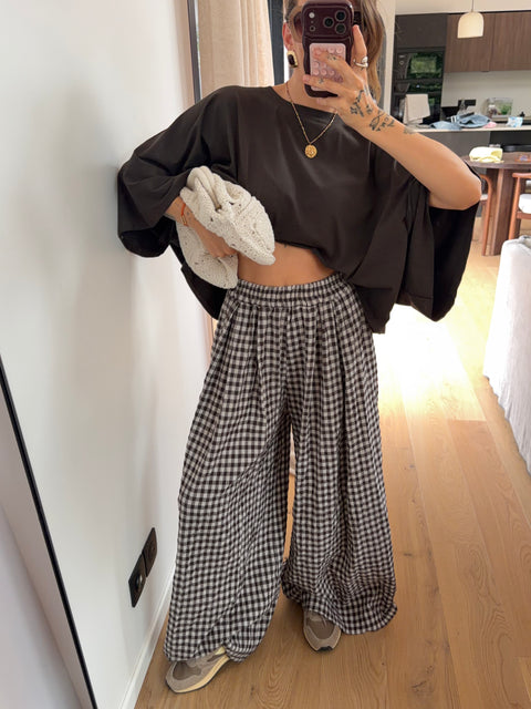 Pantalon à carreau - chocolat
