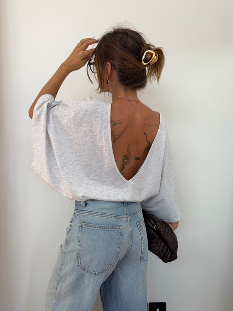 T-shirt Lover's dos nu V - gris chiné
