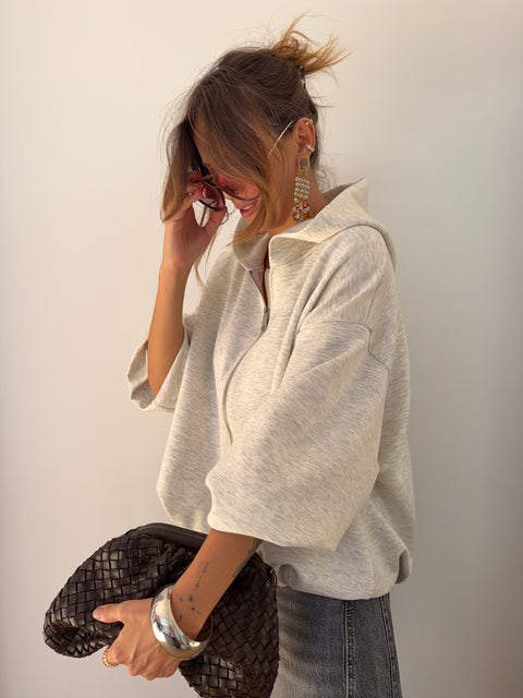 Veste à capuche oversize grise chiné