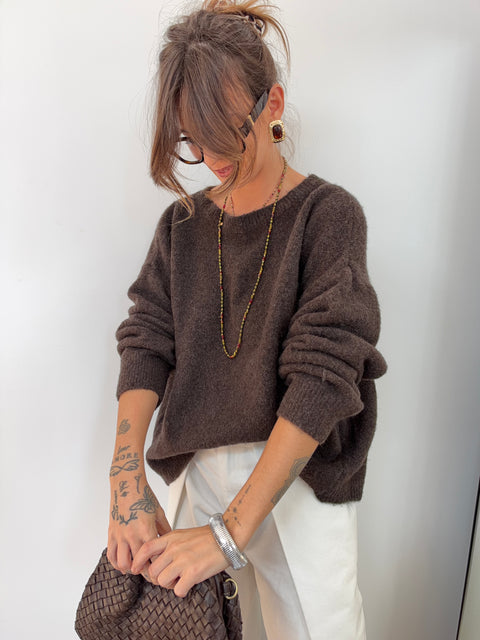 Pull dos nu dentelle - choco