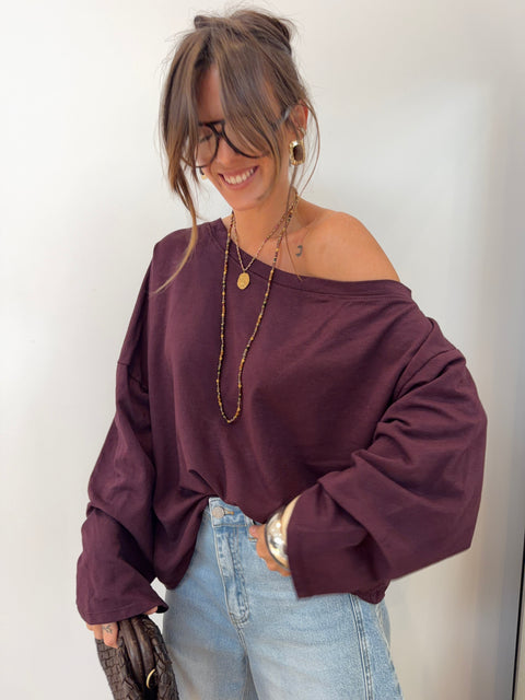 T-shirt asymétrique - prune