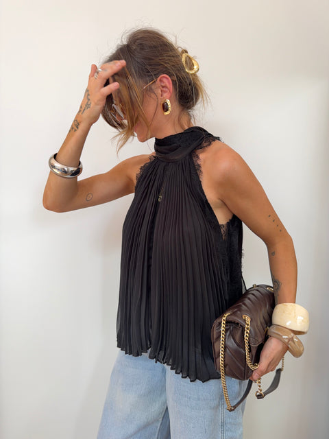 Haut dentelle en transparence - noir
