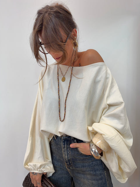 Pull manches oversize - crème