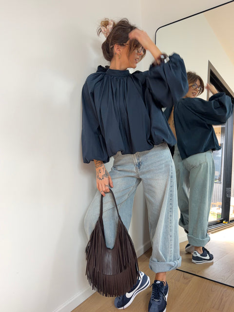 Blouse dos nu - bleu marine