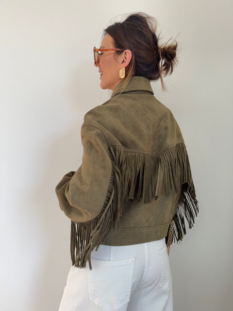 Veste à franges - kaki