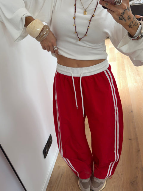 Pantalon à bandes - rouge et blanc