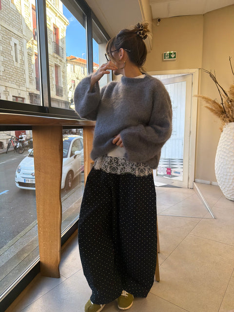 Pantalon baggy à pois - bleu marine