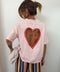 T-shirt coeur - rose poudré