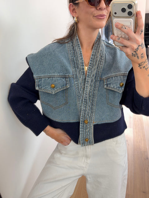 Veste bi-matière en jean