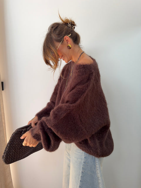 Pull 80% Mohair - chocolat