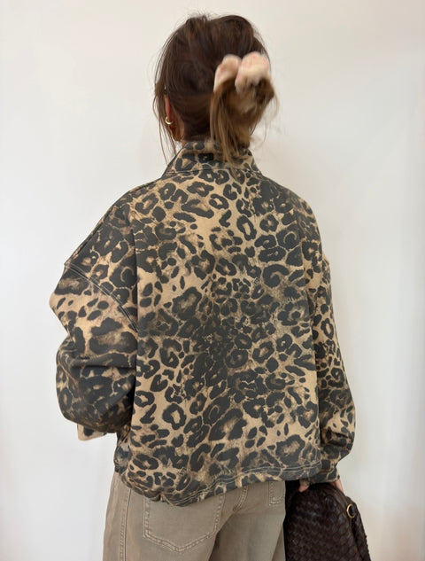 Sweat à zip - Léopard clair