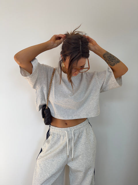 T-shirt court - gris chiné
