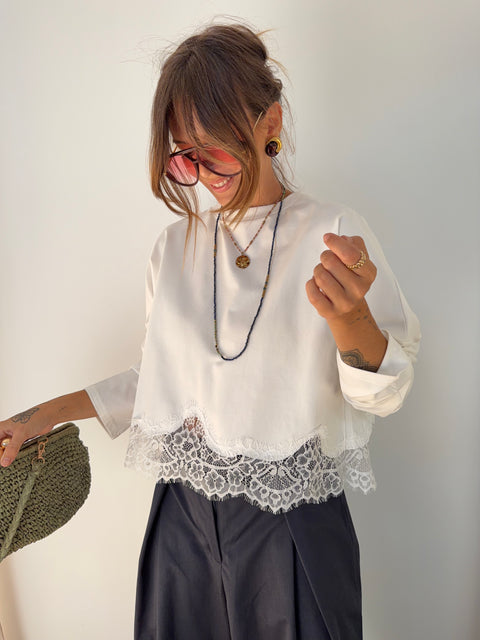 T-shirt manches longues dentelle