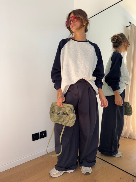 Sweat bicolore - gris et bleu marine