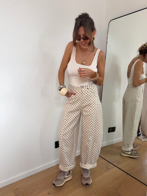 Jeans à pois - beige et choco