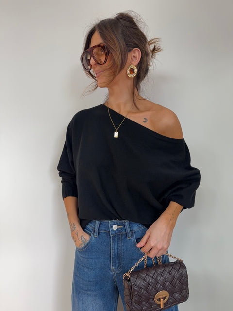 Pull asymétrique - noir