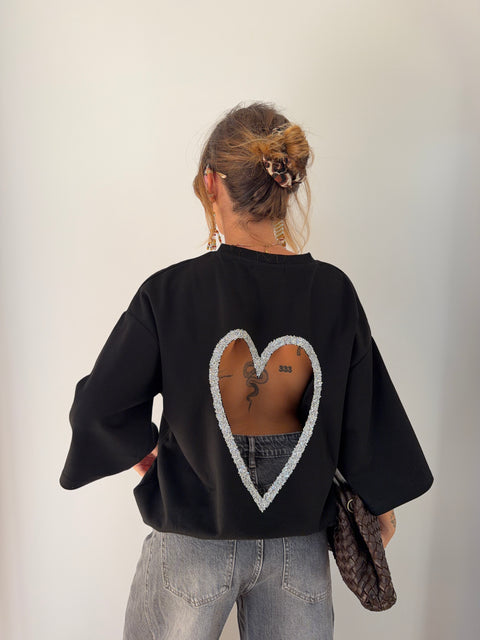 T-shirt coeur - noir