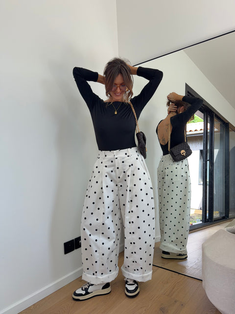 Pantalon Jacks à pois - blanc