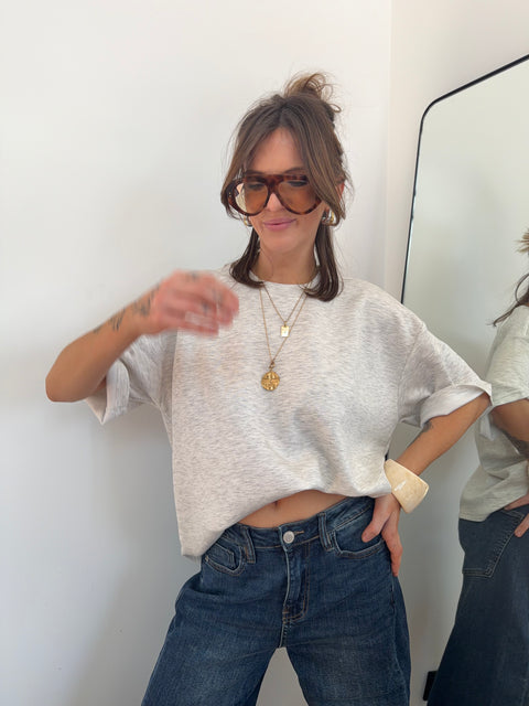 T-shirt parfait manches courtes - gris chiné