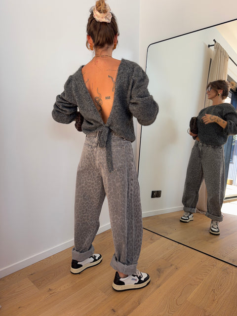 Jeans baggy léopard gris - Kylie