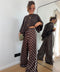Pantalon en soie fluide à pois - chocolat