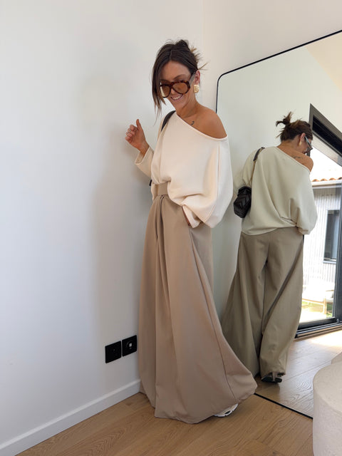 Pantalon à scratch - beige