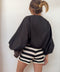 Short en crochet rayé - noir