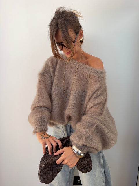 Pull 80% Mohair - taupe
