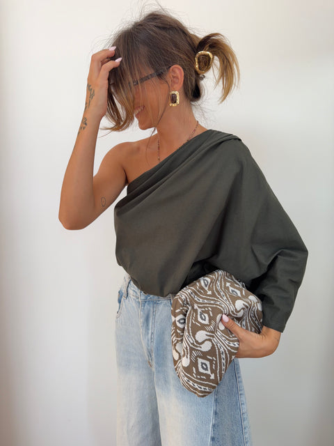T-shirt asymétrique - kaki