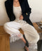 Pantalon à dentelle - blanc