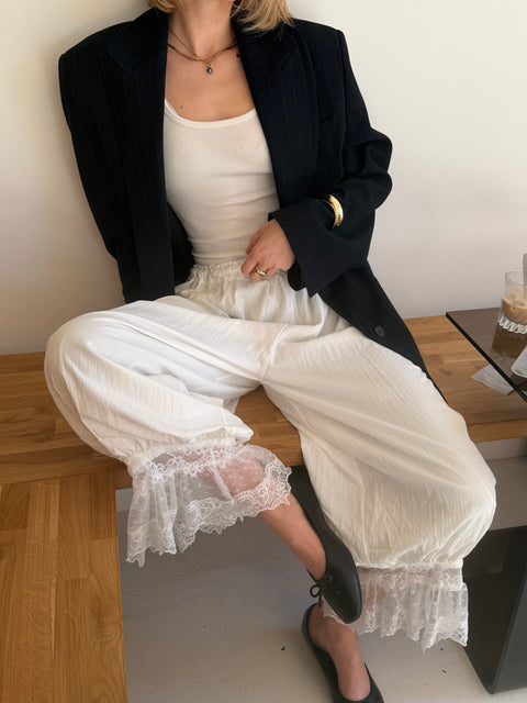 Pantalon à dentelle - blanc