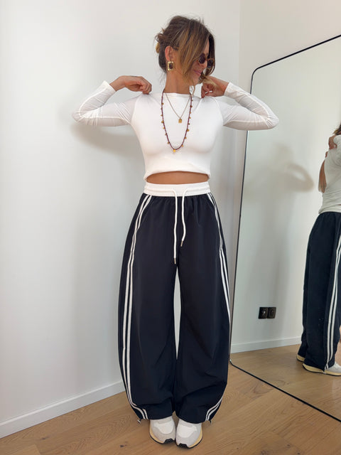 Pantalon à bandes - marine et blanc