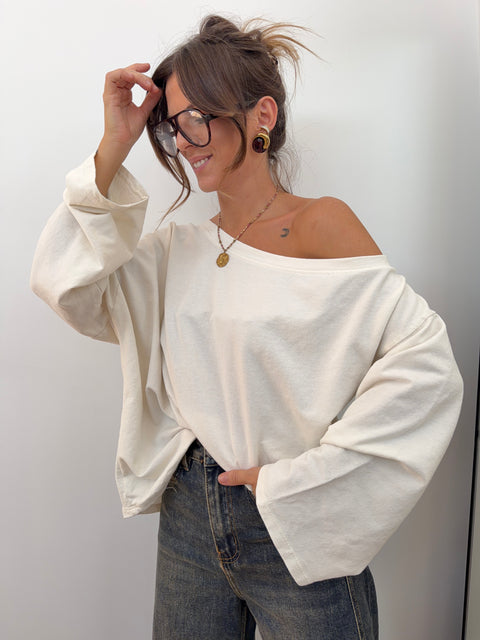 T-shirt asymétrique - écru