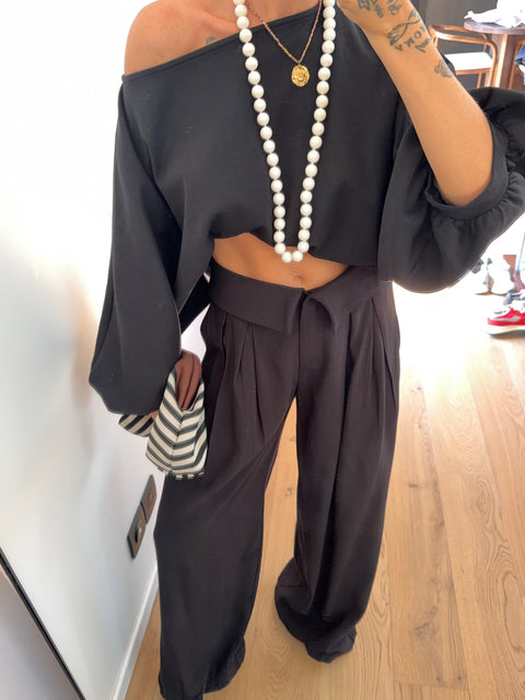 Pantalon à revers - noir