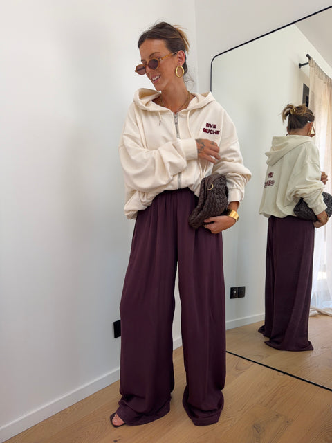 Pantalon fluide prune
