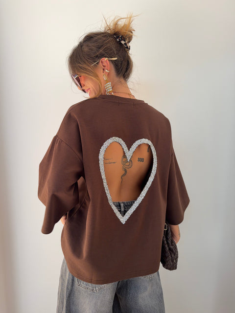 T-shirt coeur - chocolat