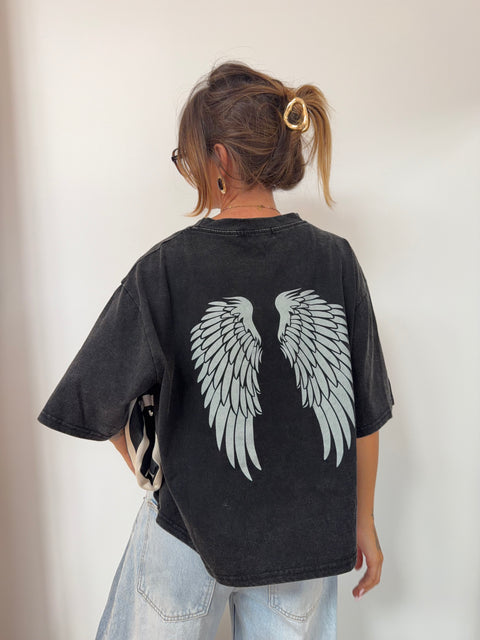 T-shirt Angel - noir chiné