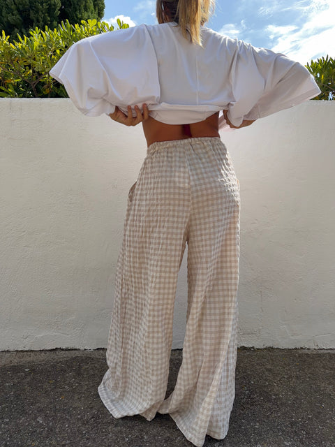 Pantalon à carreaux - beige clair (pré commande)
