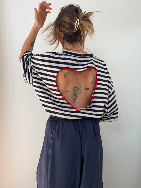 T-shirt coeur - bleu marine